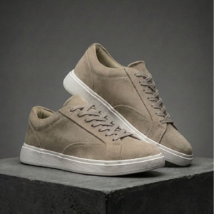 Sneakers Casual din Piele Întoarsă – Bej